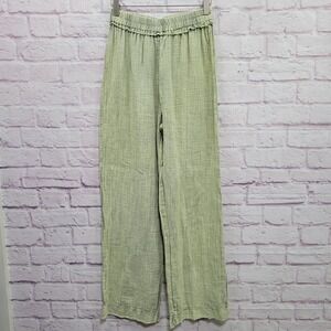 NEW Kiwi + Punch Artichoke Green Gauze Wide Leg Pants M Cottagecore Shabby Chic